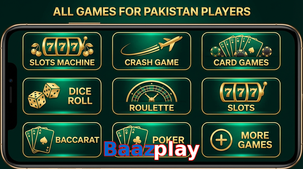 Main screen of Baazplay games page for PK players